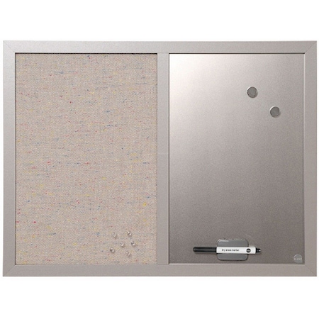 Combination Board,Fabric/Magnetic/Dry-Erase,24x18, GY